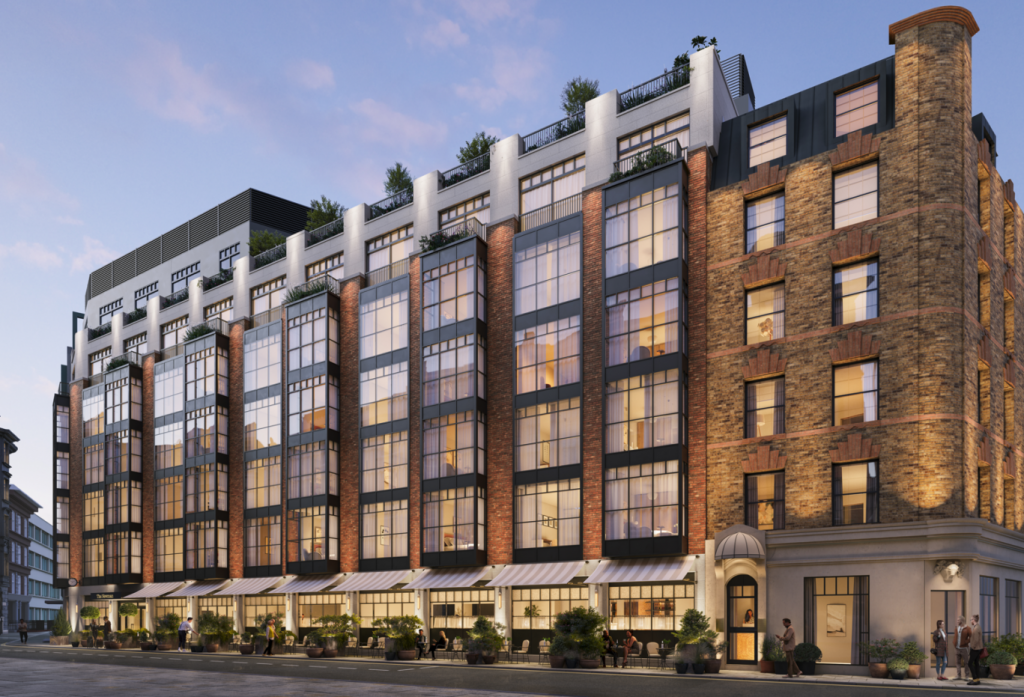 The Newman Hotel facade in London Fitzrovia