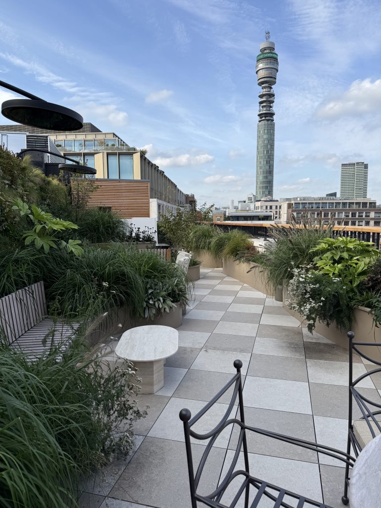 Entrance to the penthouse terrace on the top floor of the Newman Hotel in Fitzrovia