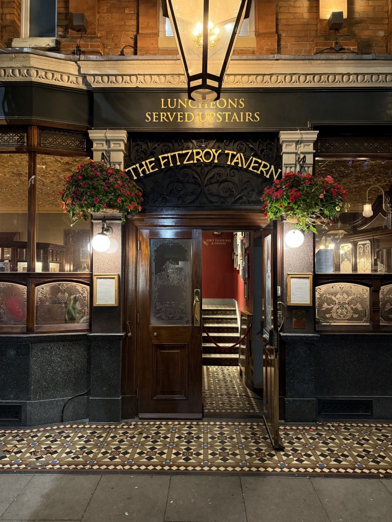 The Fitzroy Tavern, The tavern that named the area of Fitzrovia, close to the Newman Hotel.