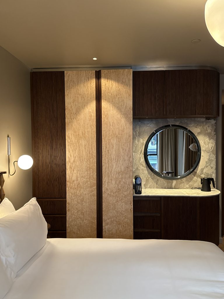 bedroom and vanity in the Newman